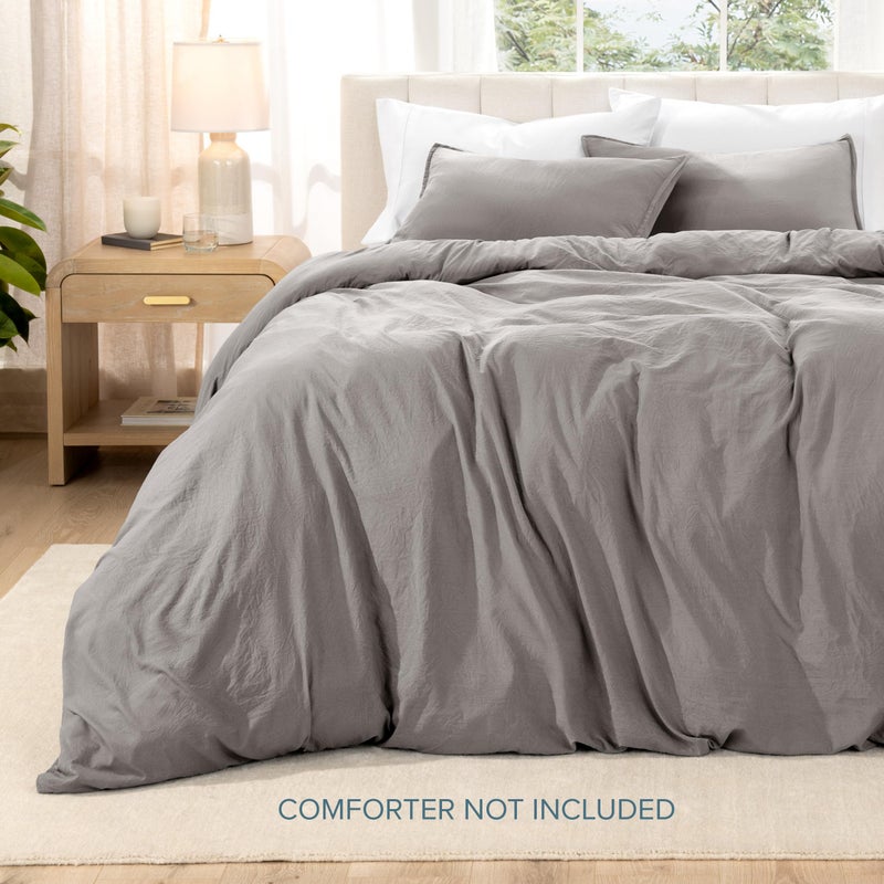 Bare Home Microfiber Duvet Cover Set - Ultra Soft Washed Microfiber - Twin/Twin Extra Long - Linen-Like Look - Easy Care - Breathable Fabric - Our Softest Duvet Cover Set (Twin/Twin XL, Frost Grey) - Image 3